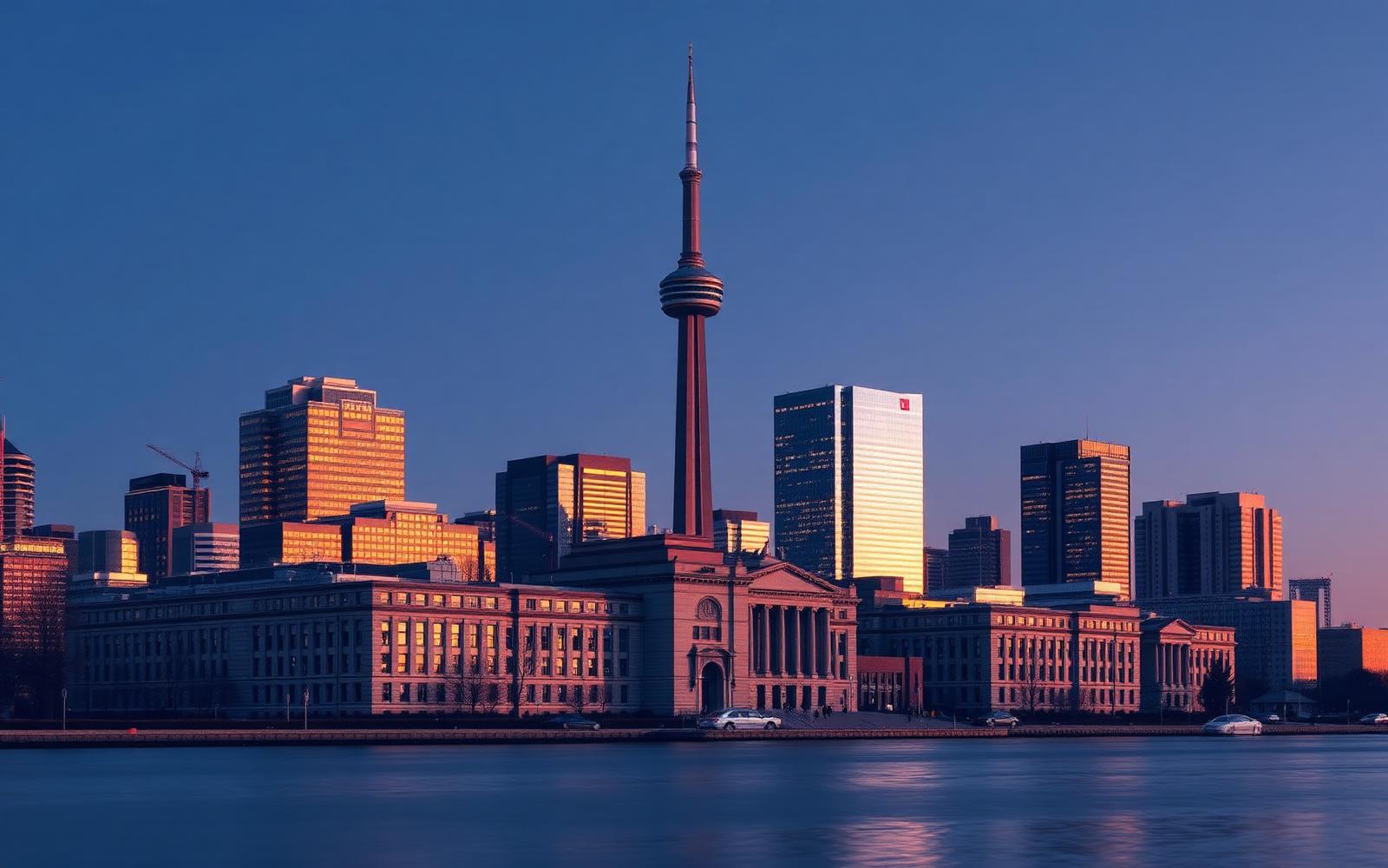 Toronto skyline with government buildings along the waterfront